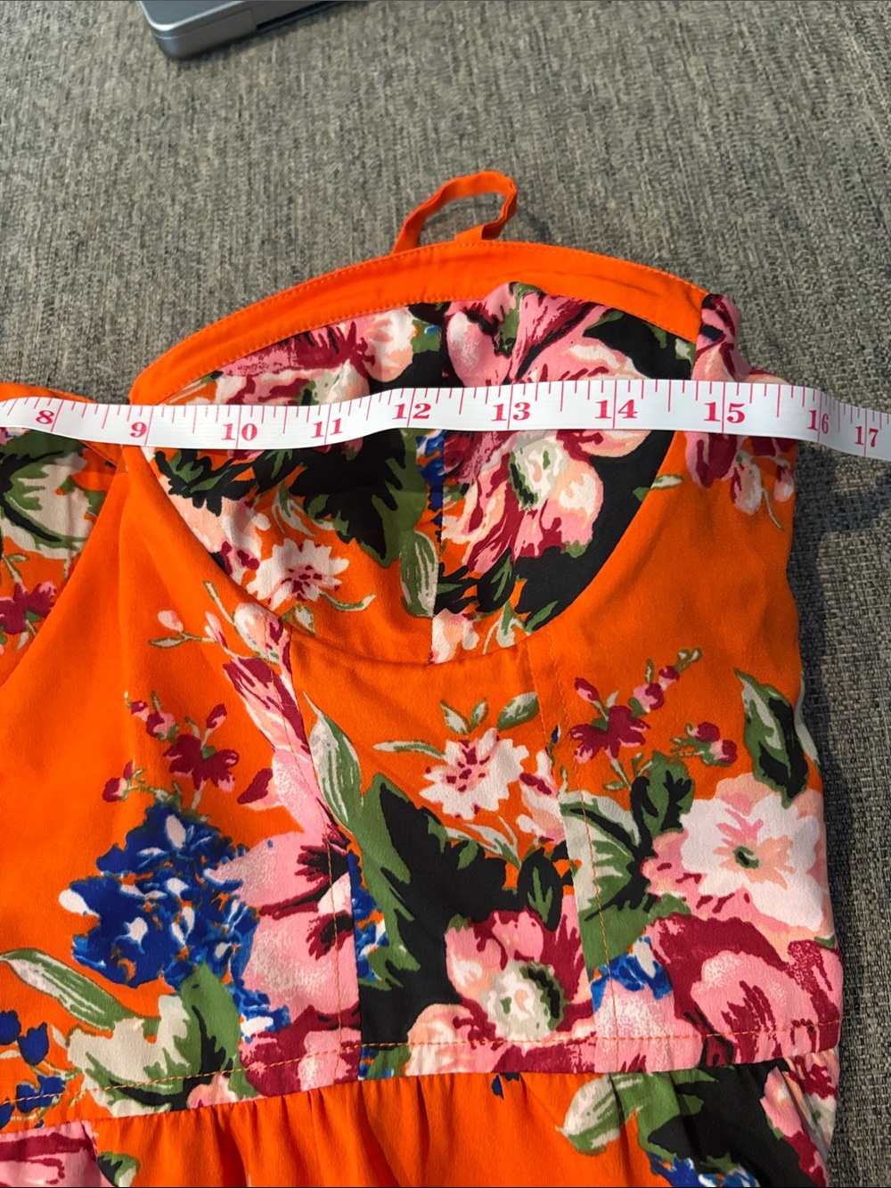 Orange Floral Maxi Dress with Spaghetti Straps - Picture 6 of 8